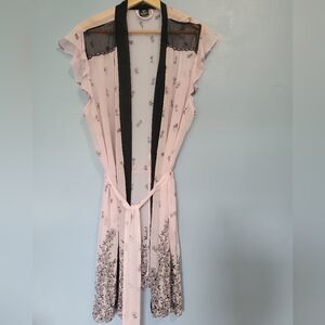Apt. 9 Pink Robe with Black Lace Accents XL